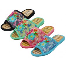 S1909 - Wholesale Women's "EasyUSA" Floral Embroidered Upper House Slipper (Close Out $1.25/Pr. Case $60.00) *Last 4 Case